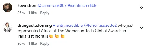 Instagram comments nominating and celebrating people with #isntitincredible