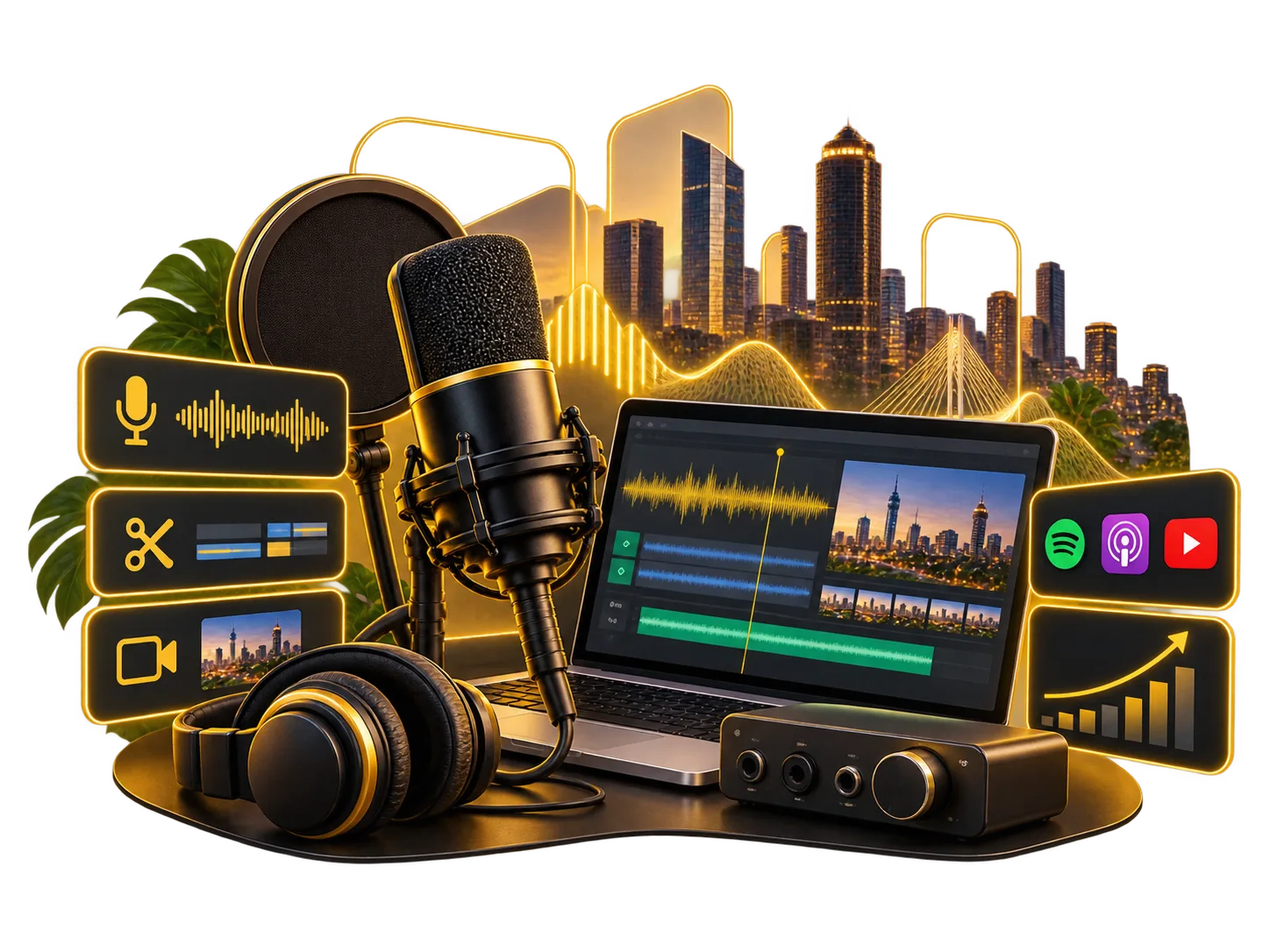 Podcast recording session in a Johannesburg studio