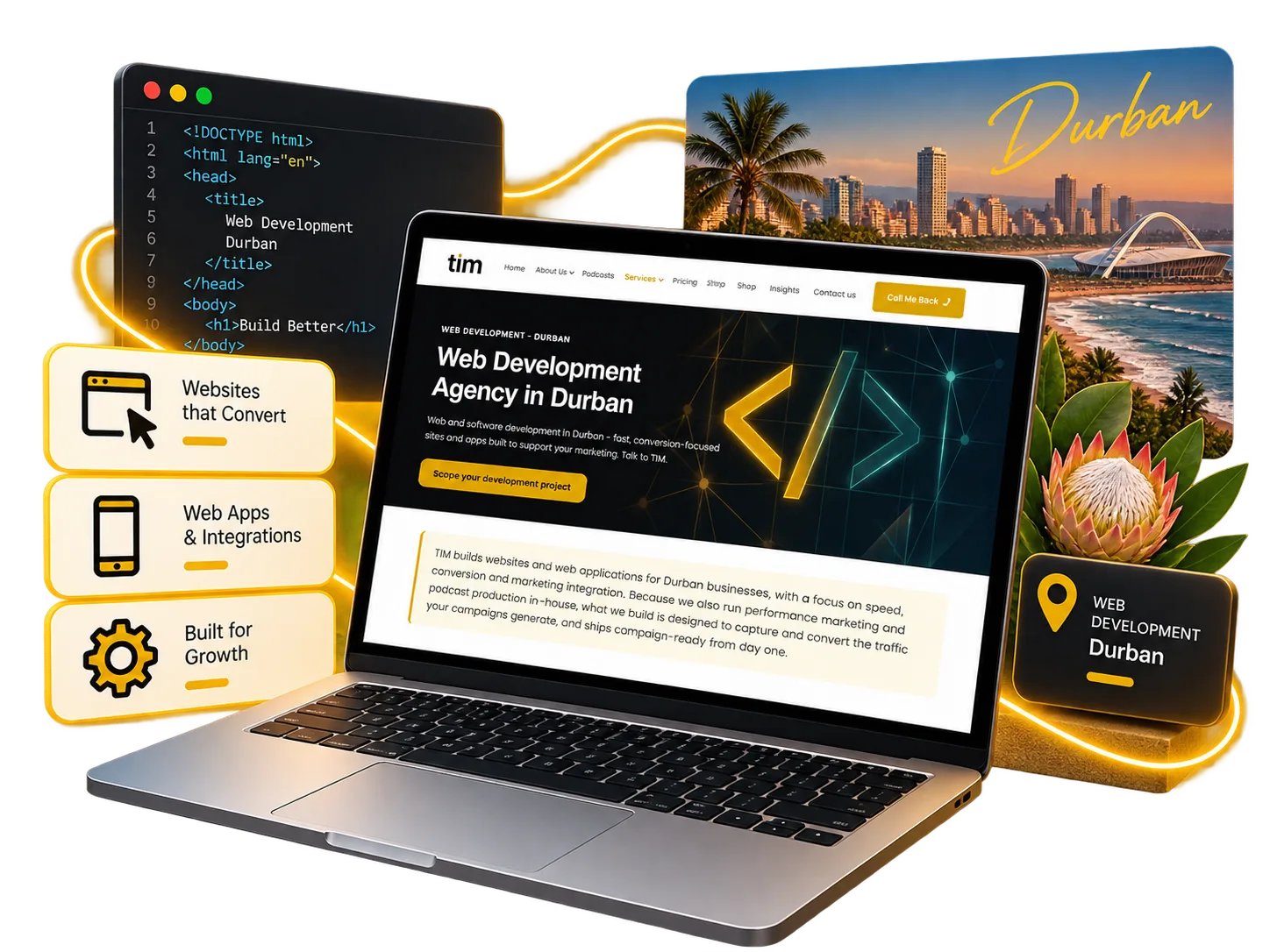 Web design and development in Durban: marketing sites, landing pages, web apps, CMS and analytics
