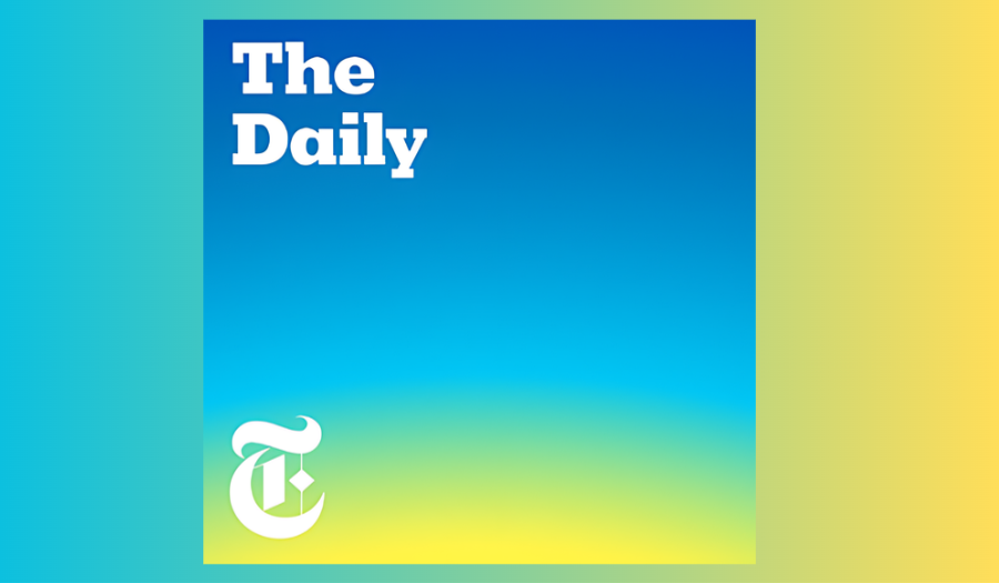 ‘The Daily’ podcast cover art, featuring bold title text and the New York Times logo on a gradient background.