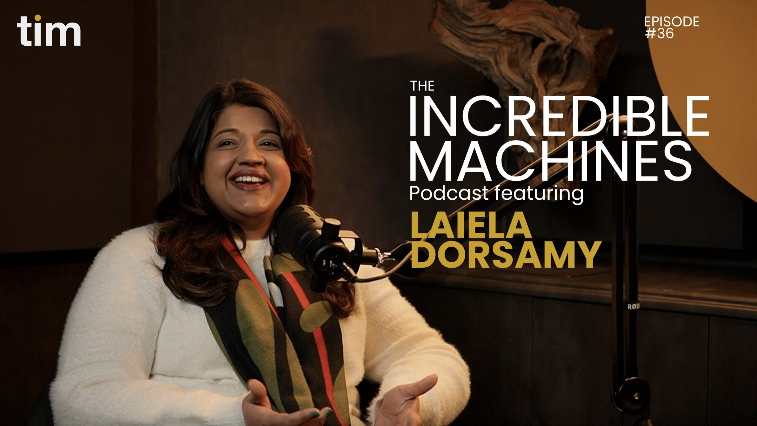 Dorasamy speaking into a microphone on The Incredible Machines Podcast about healing, faith, and personal growth.