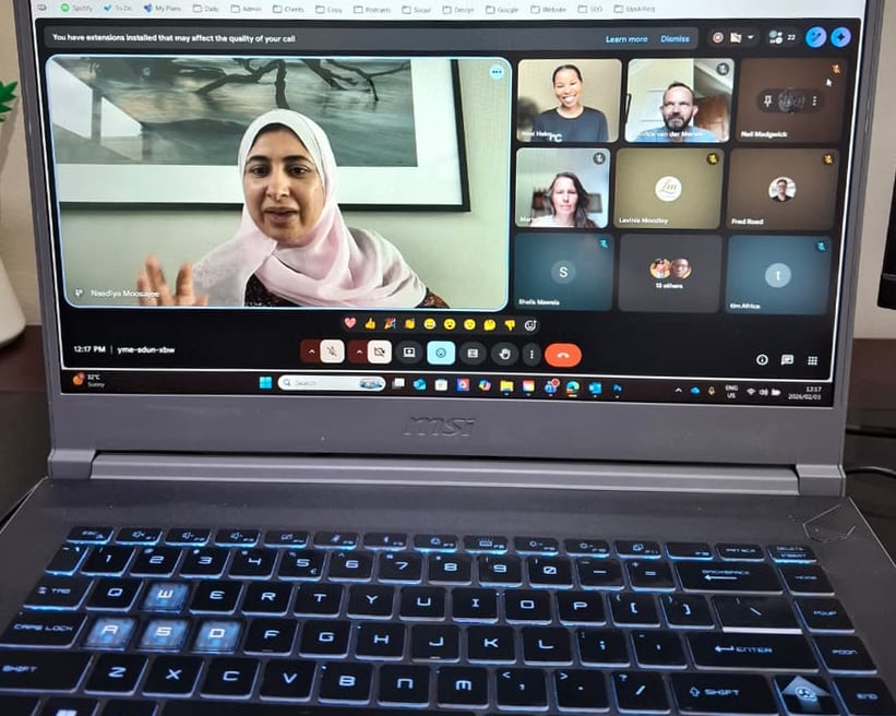 Naadiya Moosajee sharing insights on STEM Entrepreneurship in a Tim Africa recap of the Heavy Chef live session. Photo generated: Open AI.