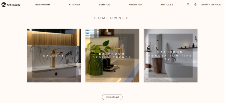 Screenshot showcasing the new page and feature added to the Meissen website.