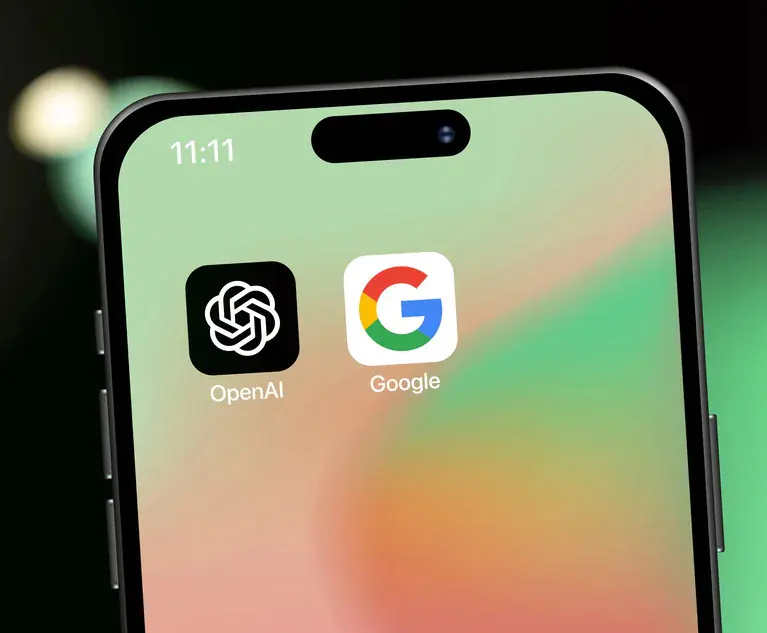 A smartphone home screen showing the OpenAI and Google app icons side by side