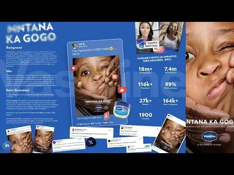 Case study board for Vaseline’s Mntana ka Gogo campaign