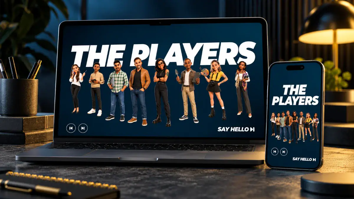 The new TIM Africa website’s The Players page on a laptop and a phone